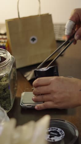 cannabis weighing and packaging