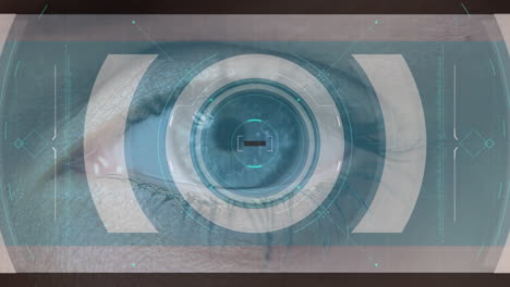 animación de escaneo de alcance y procesamiento de datos sobre el ojo de la mujer