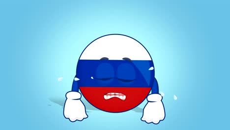 cartoon icon flag russia cry upset with face animation with alpha matte