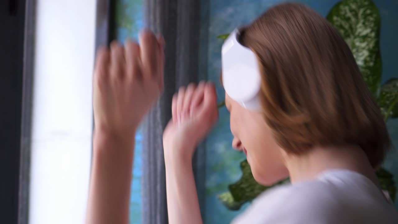 음악을 듣고 헤드폰 소녀