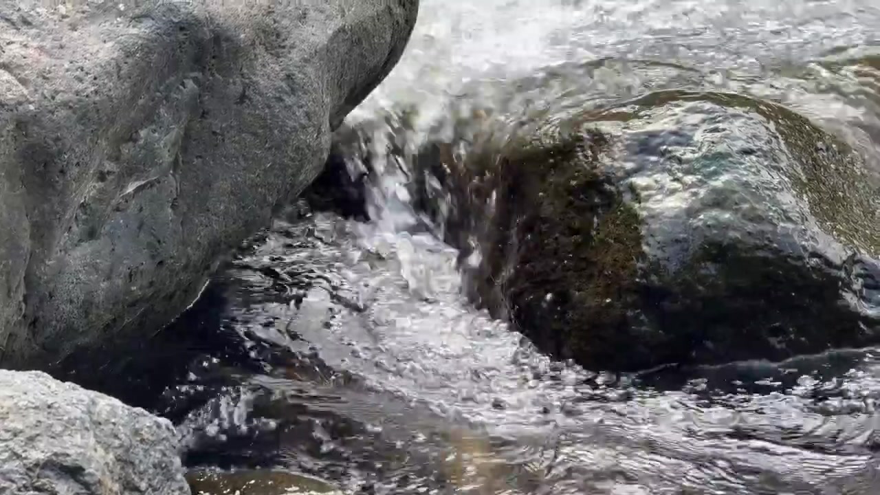 Acqua limpida che scorre sulle rocce in un ruscello di montagna