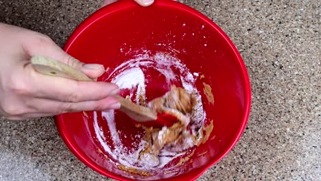 powdered sugar mixing with peanut butter