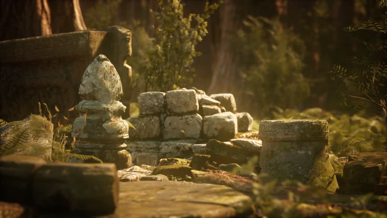 Antiche rovine di una città in una pineta