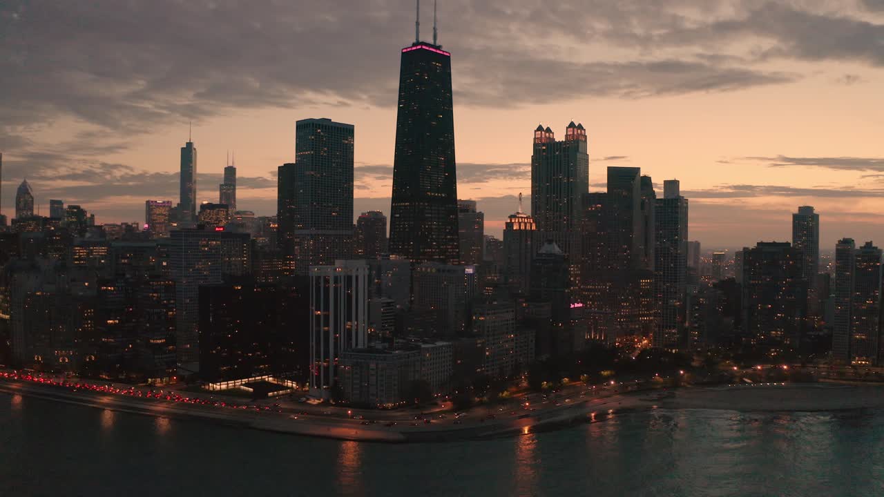 Imagens aéreas de Chicago e da Lakeshore Drive