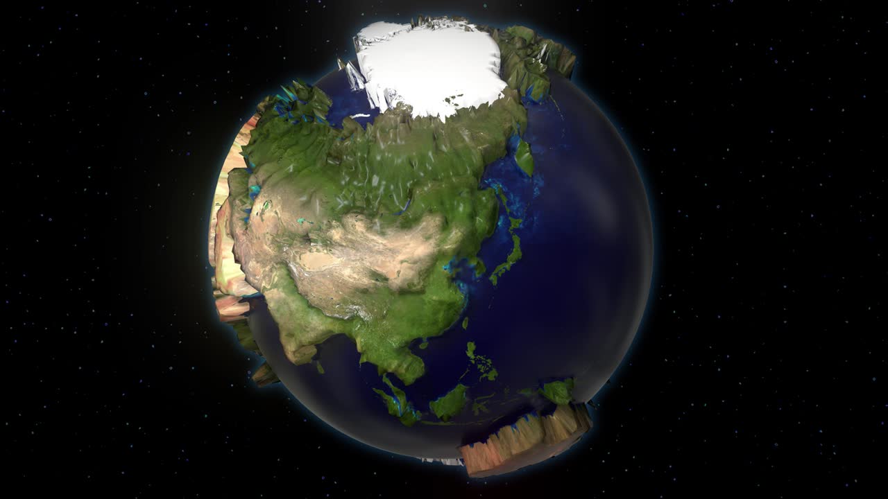 tierra espacio extrudido girando girando globo mundo mármol azul mapa de satélite 4k