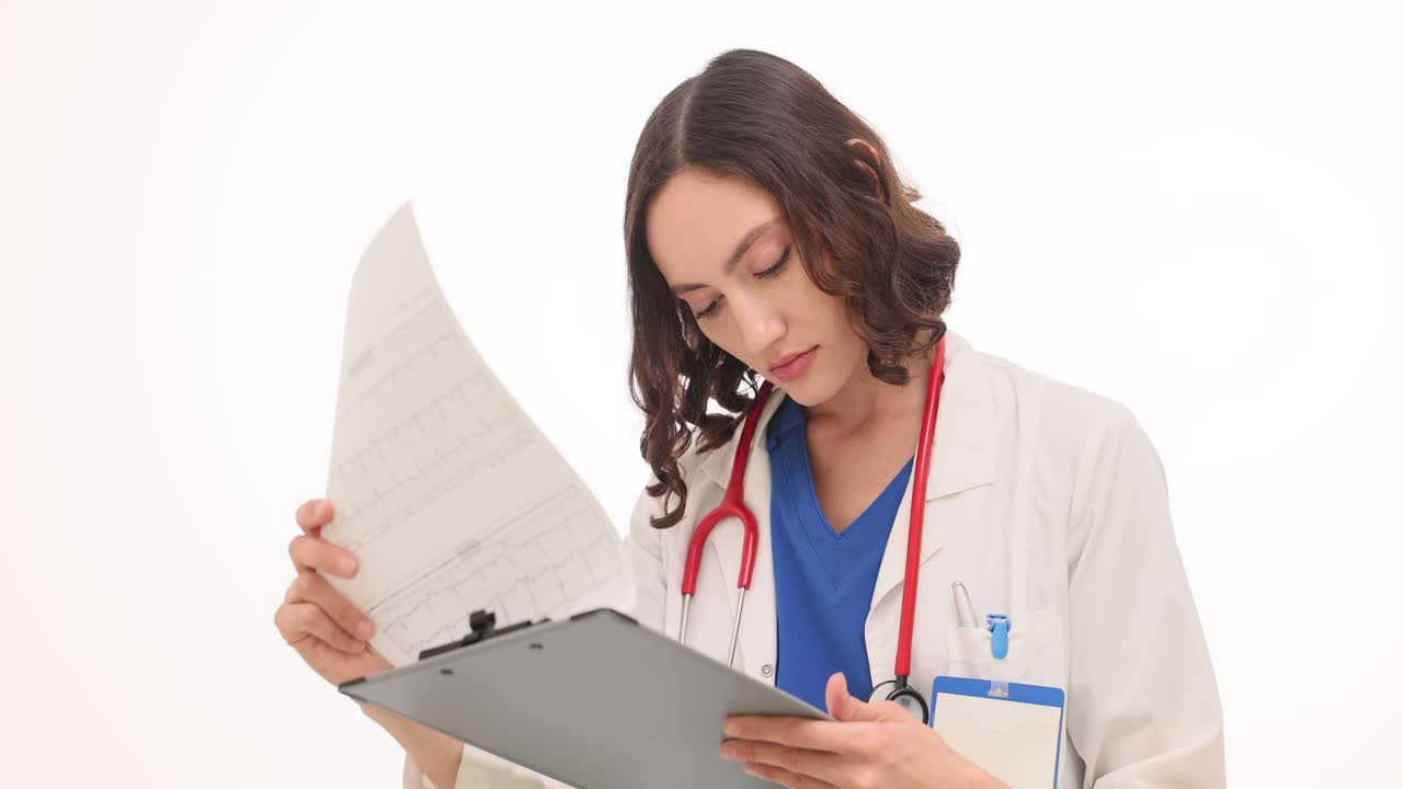 Female doctor reviewing medical chart