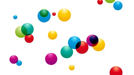 animated floating colored balls on white background