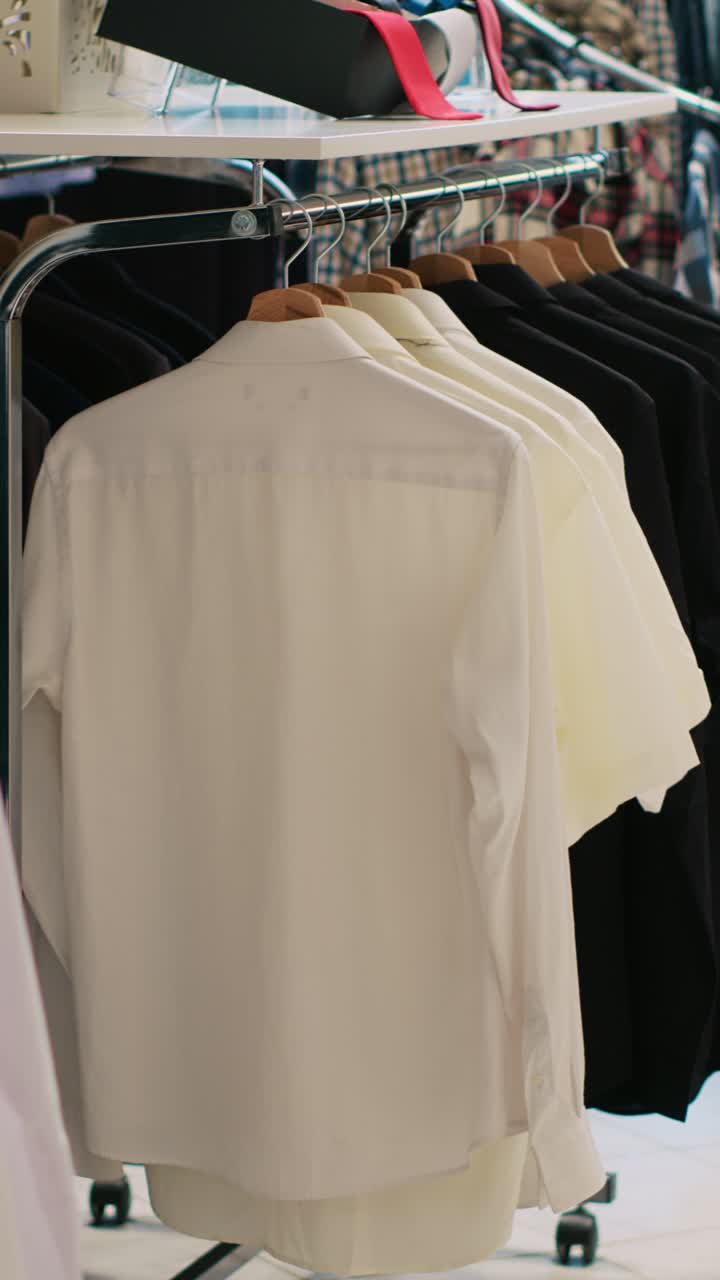 Clothing Display with Shirts on Racks