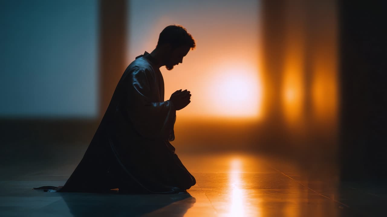 A Meditative Moment: Capturing the Serenity of a Man in Contemplation as the Warm Glow of the Setting Sun Illuminates the Scene