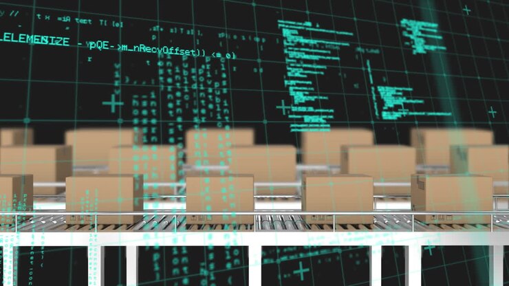 Data processing over grid network against multiple delivery boxes on conveyor belt
