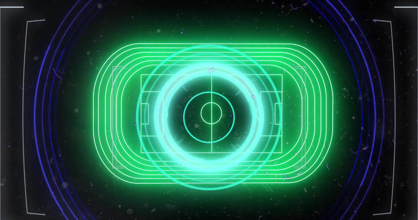 Animatie van verwerkingscirkel boven zwarte achtergrond met diverse vormen