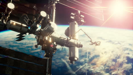 estación espacial internacional en el espacio ultraterrestre sobre la órbita del planeta tierra