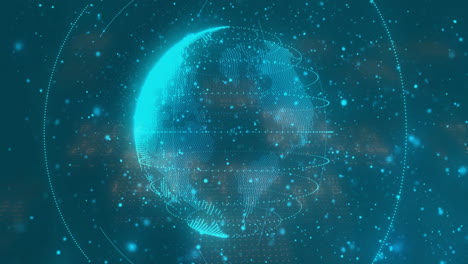 globo digital giratorio con puntos de datos y animación de conexiones