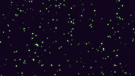 glowing green dots scattered on black background