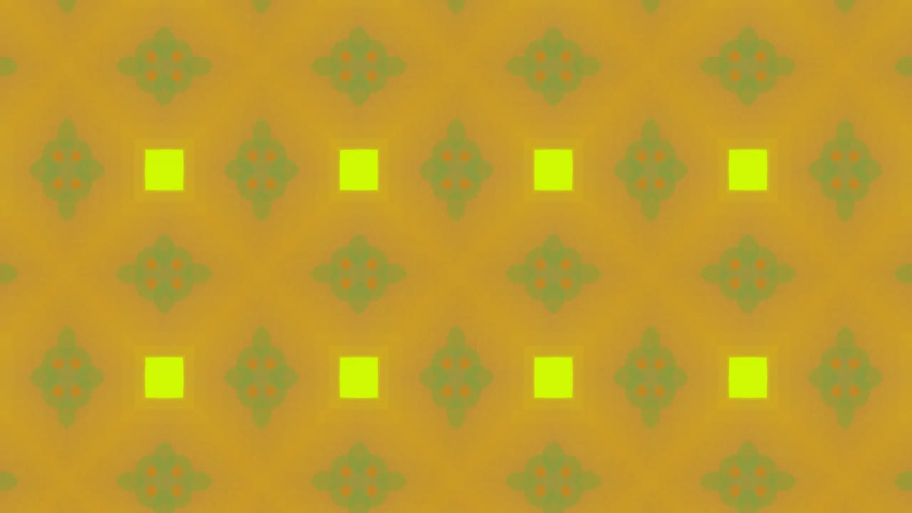 formas caleidoscópicas que se mueven hipnóticamente sobre un fondo amarillo