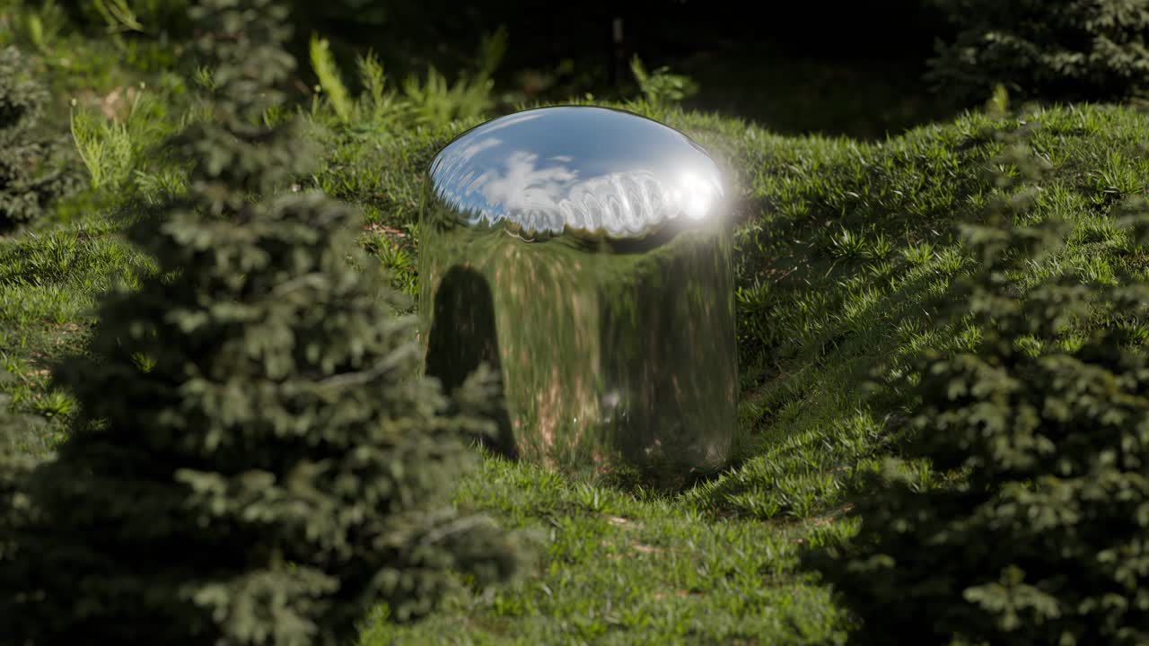 Abstract Silver Object in Natural Landscape