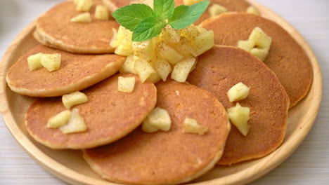 apple pancake or apple crepe with cinnamon powder