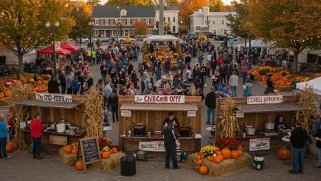 vibrant autumn festival and chili cook-off in a town square