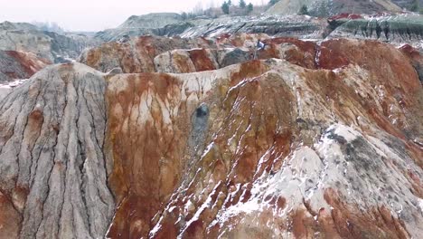 colorful clay pits in winter