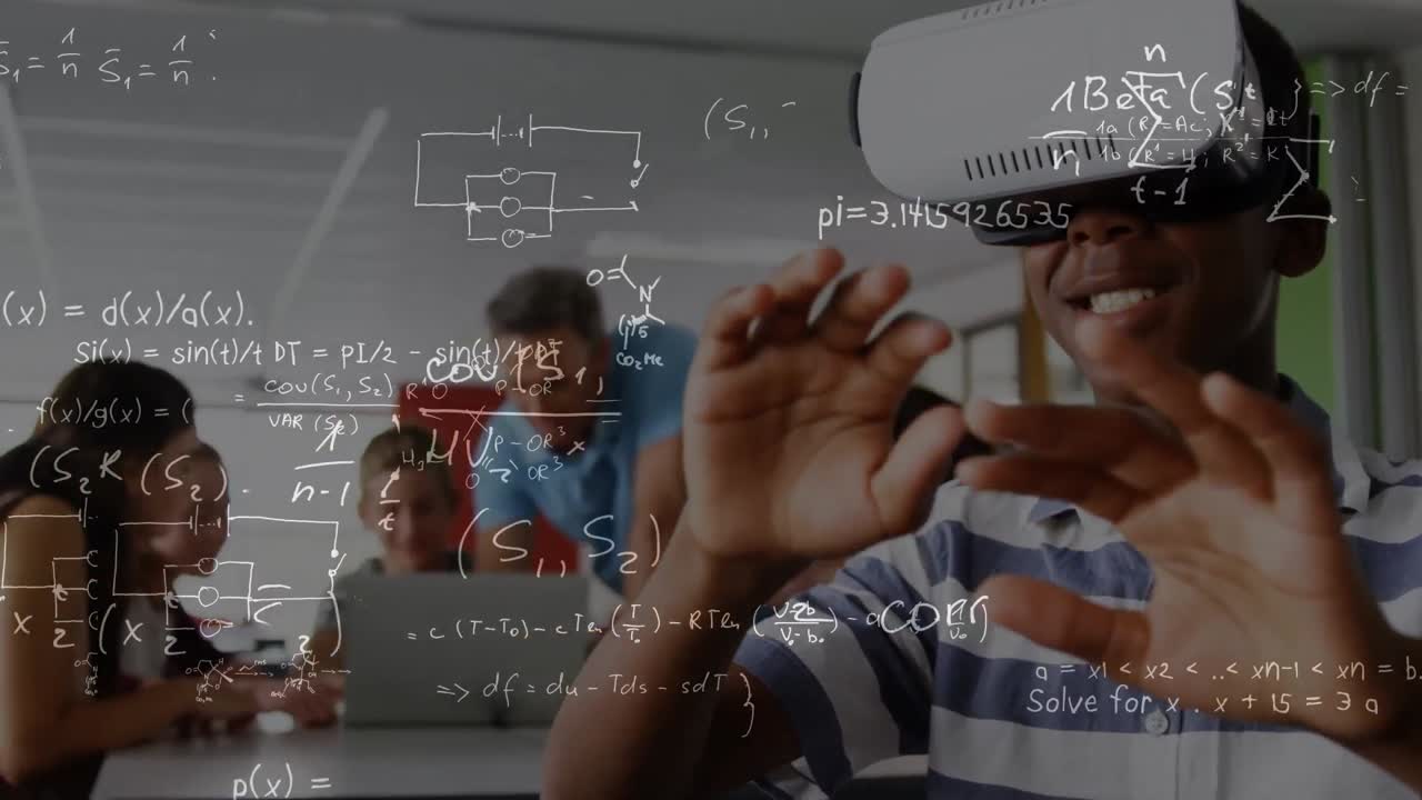Animation of mathematical equations over diverse schoolchildren using vr headset