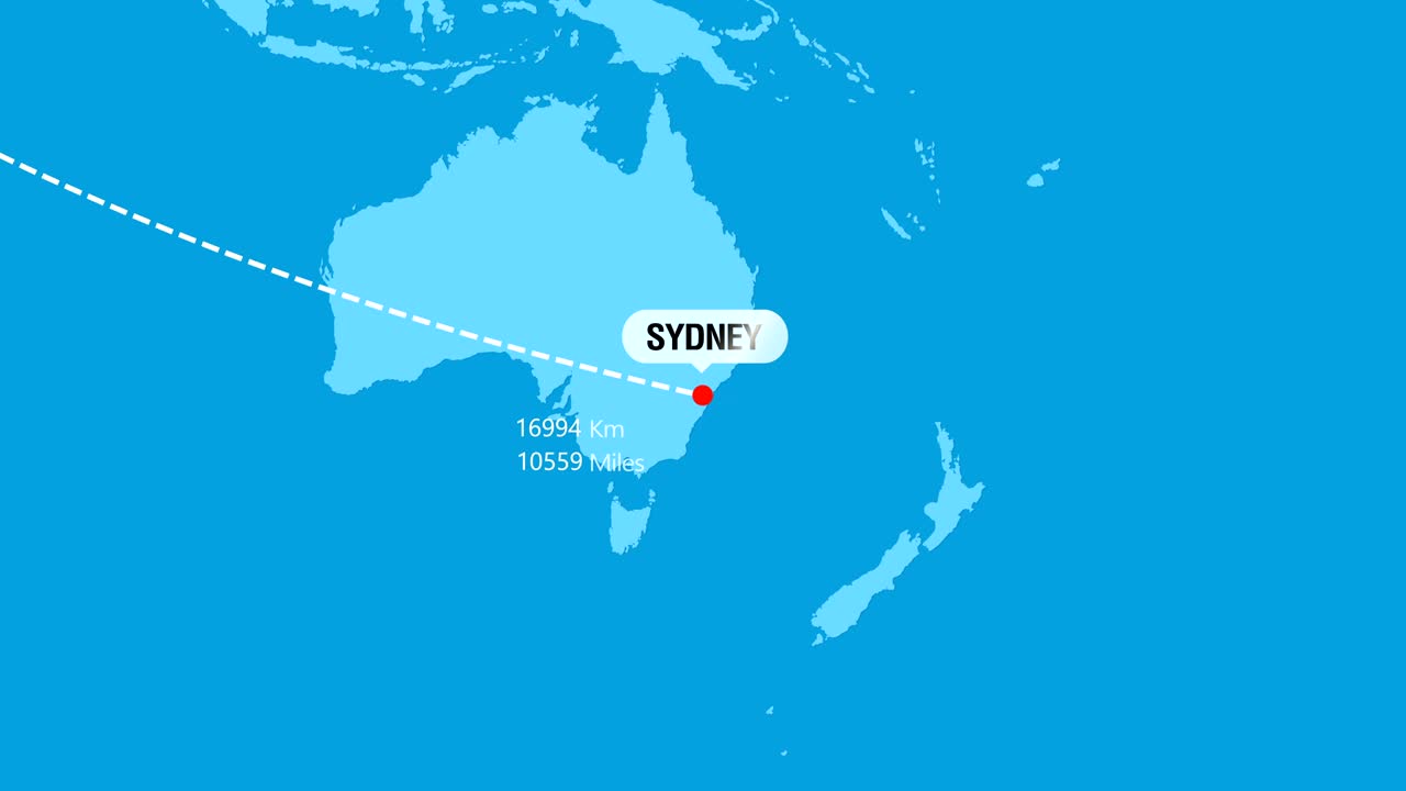 런던에서 시드니 비행 여행 경로