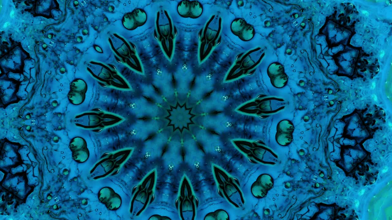 el fondo azul del caleidoscopio en movimiento