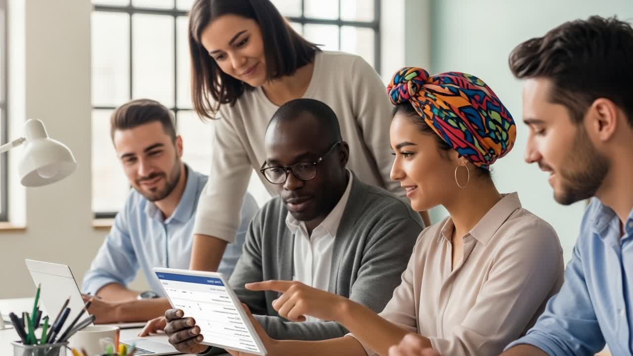 A Collaborative Work Session Among Multicultural Colleagues Engaged in an Innovative Discussion Using a Digital Device for Project Development and Brainstorming Solutions