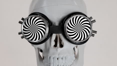 human skull with sunglasses