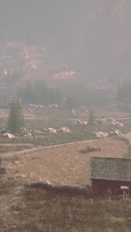 misty mountain village: a peaceful rural landscape