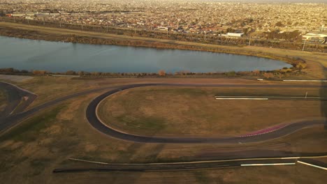 Birds-eye-view-of-auto-drome-in-Buenos-Aires-situated-on-flat-lands-surrounded-by-large-grandstands