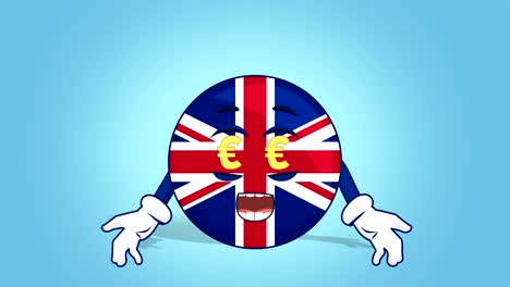 cartoon great britain united kingdom  euro eyes with face animation with alpha matte