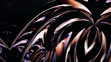 4k looped sci-fi transformation 3d background with light effects. glow purple gold abstract complex kaleidoscope symmetrical structures texture surfaces moving and morphing for high-tech futuristic.