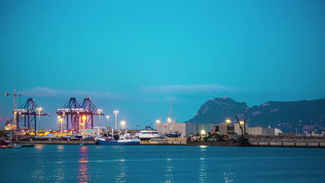 shipping terminal at algeciras, spain - twilight timelapse