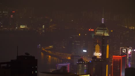 illuminated hong kong skyline at night