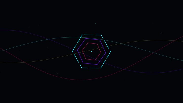 Abstract Geometric Hexagon Animation with Flowing Wave Lines