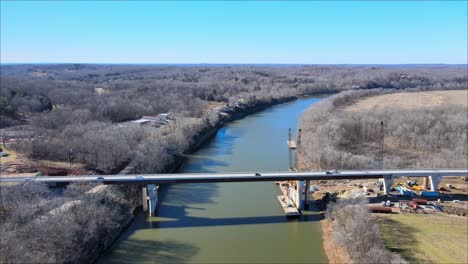 Overhead-drone-shot-of-McClure-Bridge-in-Clarksville-Tennessee