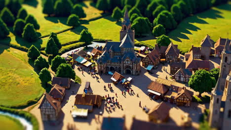 miniature village with river and boats