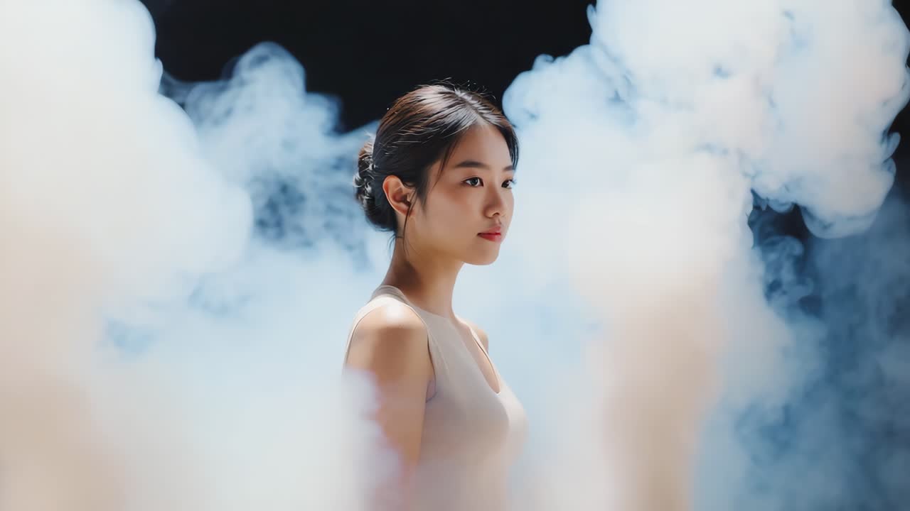 Ethereal Portrait of a Young Woman in Smoke