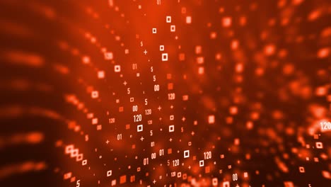 Digital Big Data Connect Data Numbers Background Red