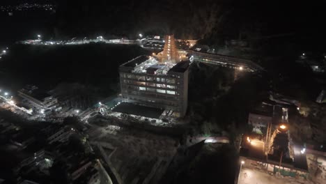 aerial night view of a hindu temple in india