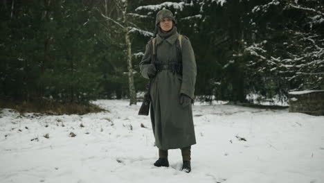 german soldier in winter uniform