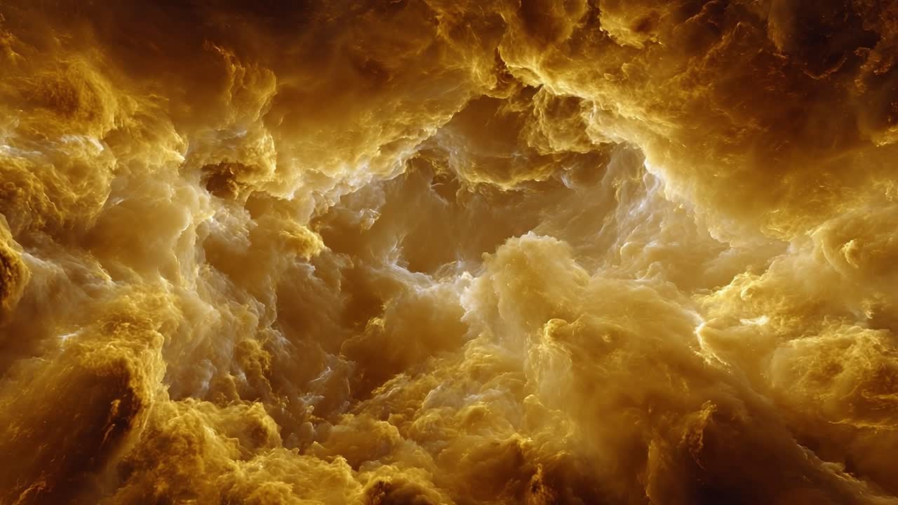 A Majestic Celestial Phenomenon: Display of Golden Clouds Illuminated by Ethereal Light, Showcasing the Beauty of the Universe's Dynamic Nature