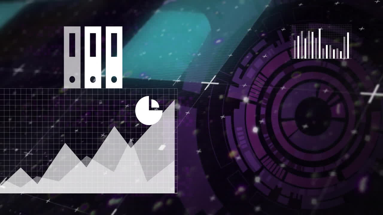 클라우드 아이콘의 애니메이션, 스 스캔을 통해 디지털 데이터 처리