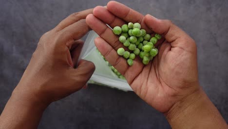 unpacking frozen peas