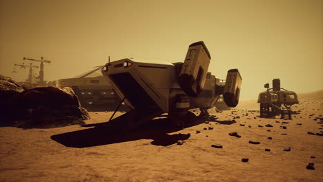 exploring the surface of mars with futuristic rovers and equipment