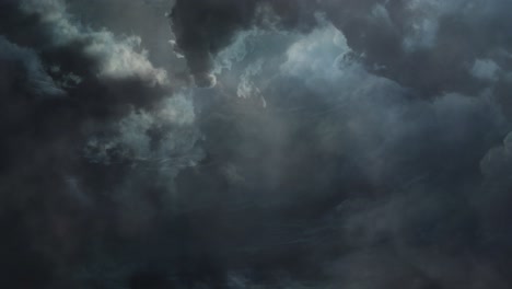 Lightning-flashes-through-dark-storm-clouds,-clouds-background