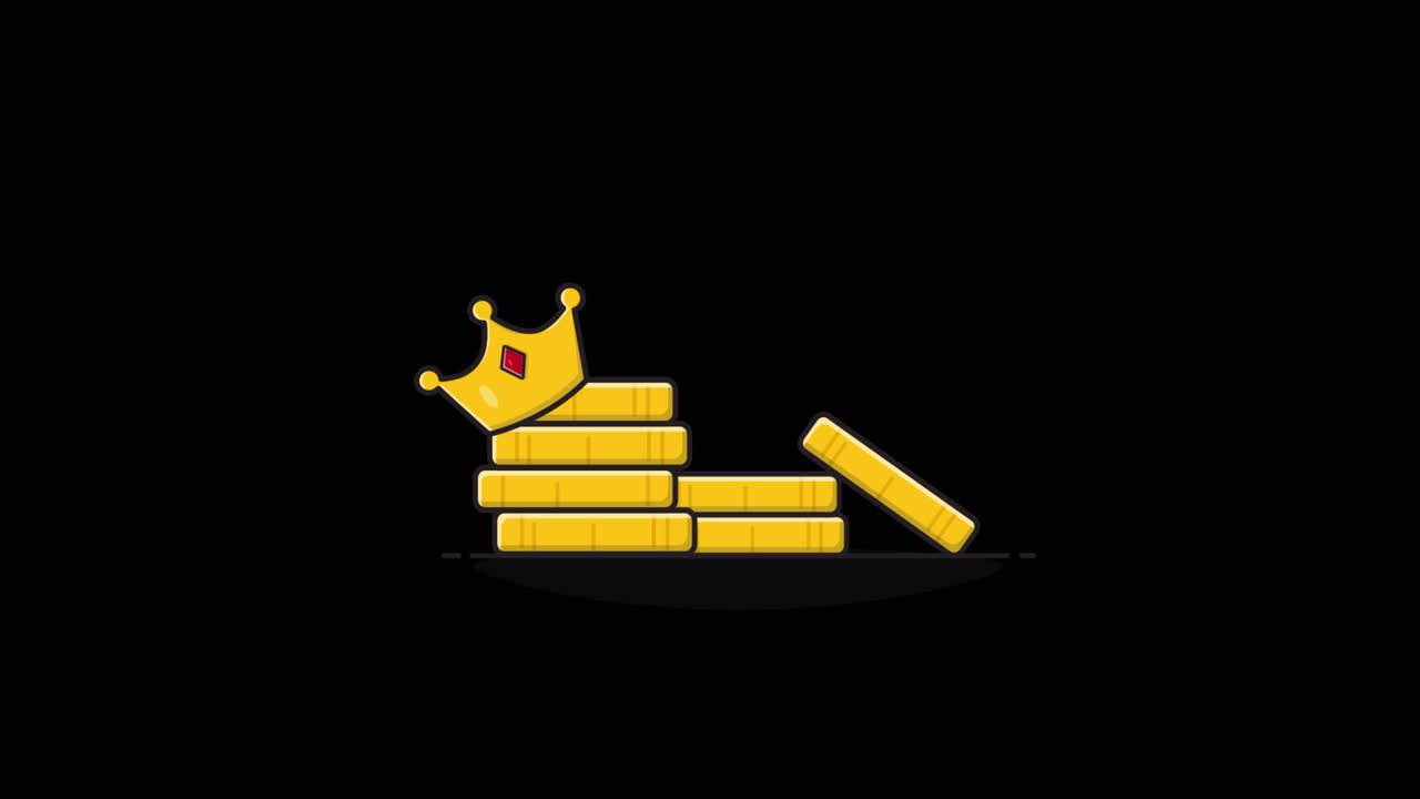 Golden Coins Stacking Up with a Crown Animation