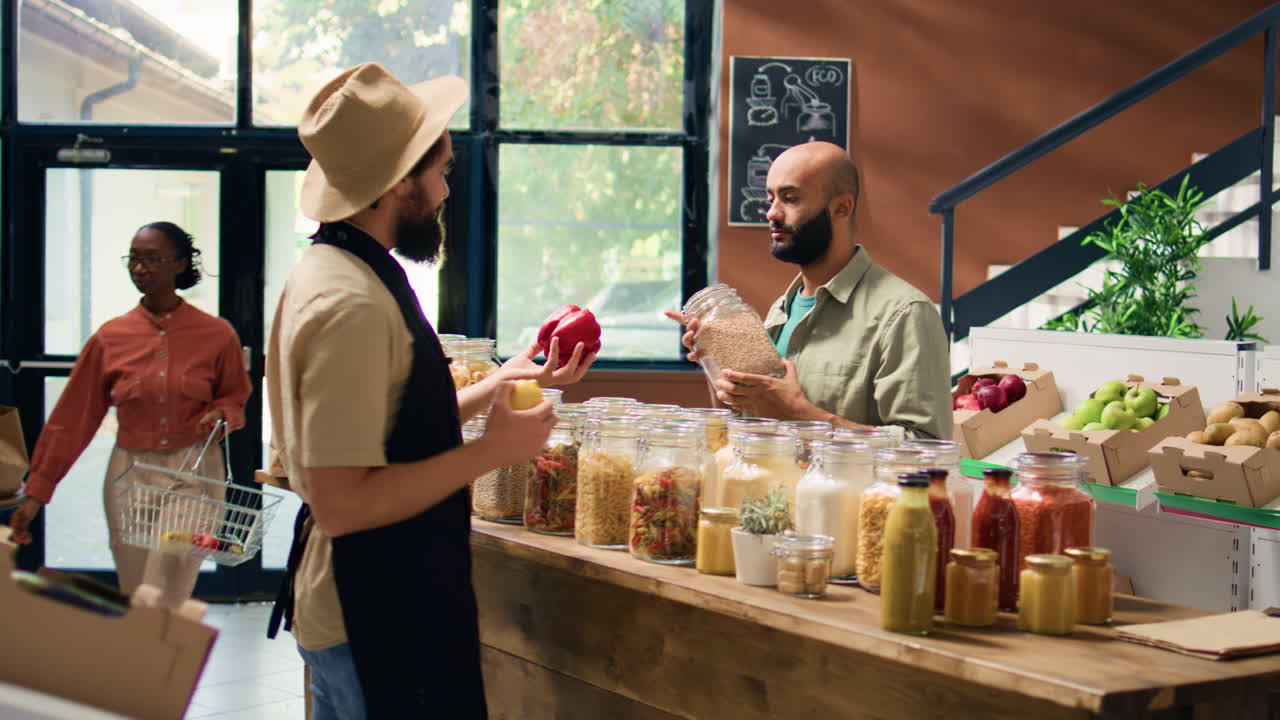 판매자가 구매자에게 대량 제품을 제공합니다.