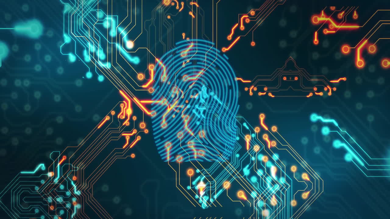 animación del procesamiento de datos digitales a través de una placa de circuitos informáticos