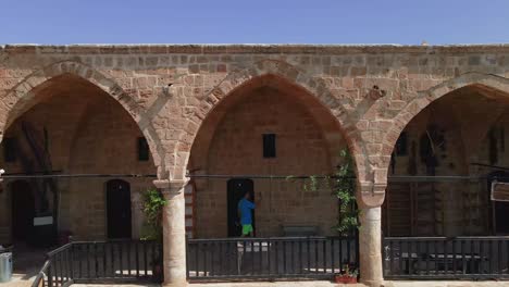 aerial great inn(büyük han) cervansarai in nicosia old town, north cyprus